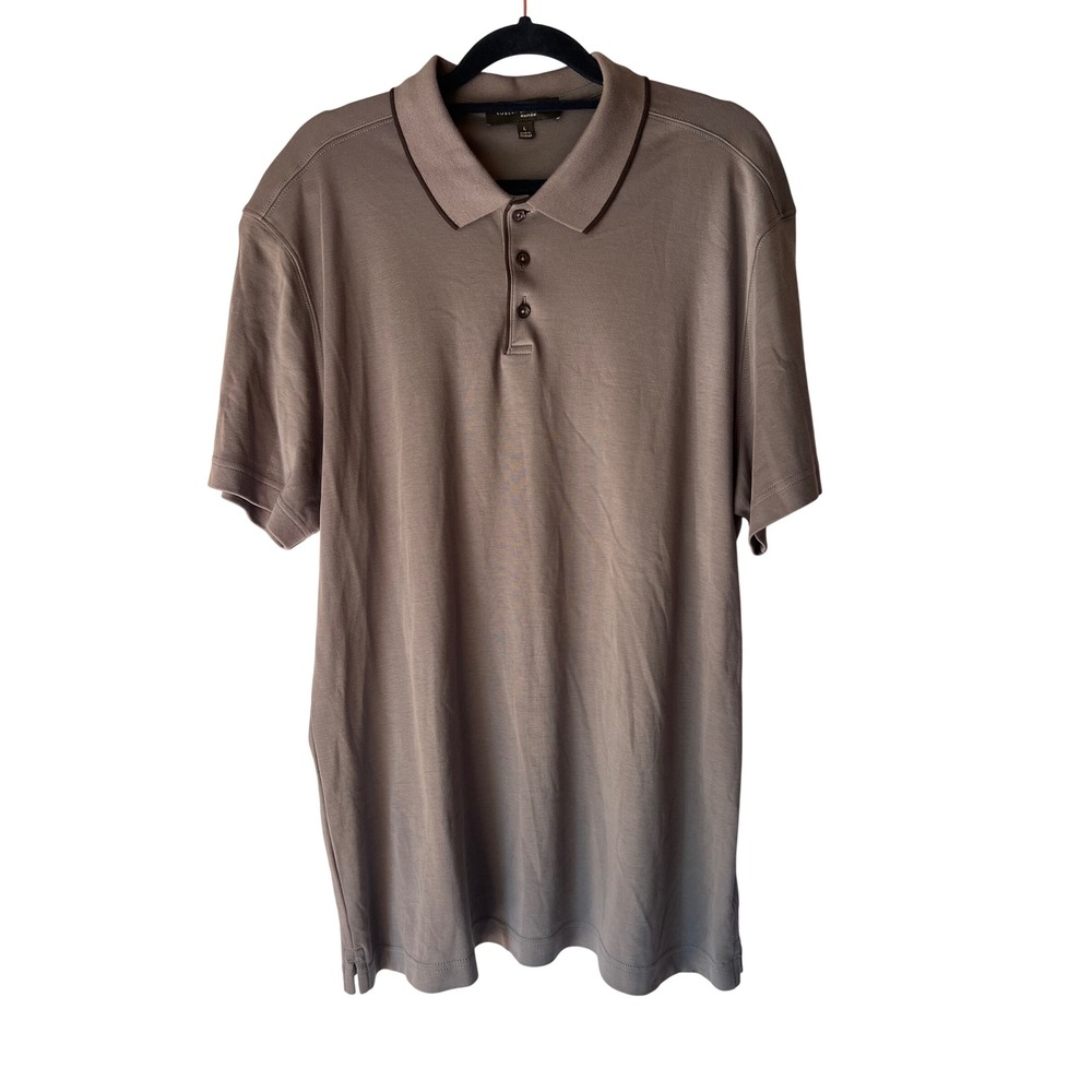 Robert Barakett Montreal Grey Pima Cotton Polo Shirt Mens Large Short Sleeve